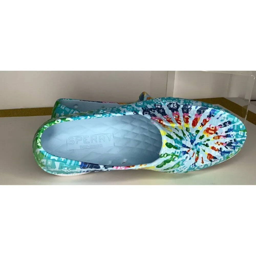 Sperry Men's 12m Authentic original Pride blue multi slip on boat shoe - New